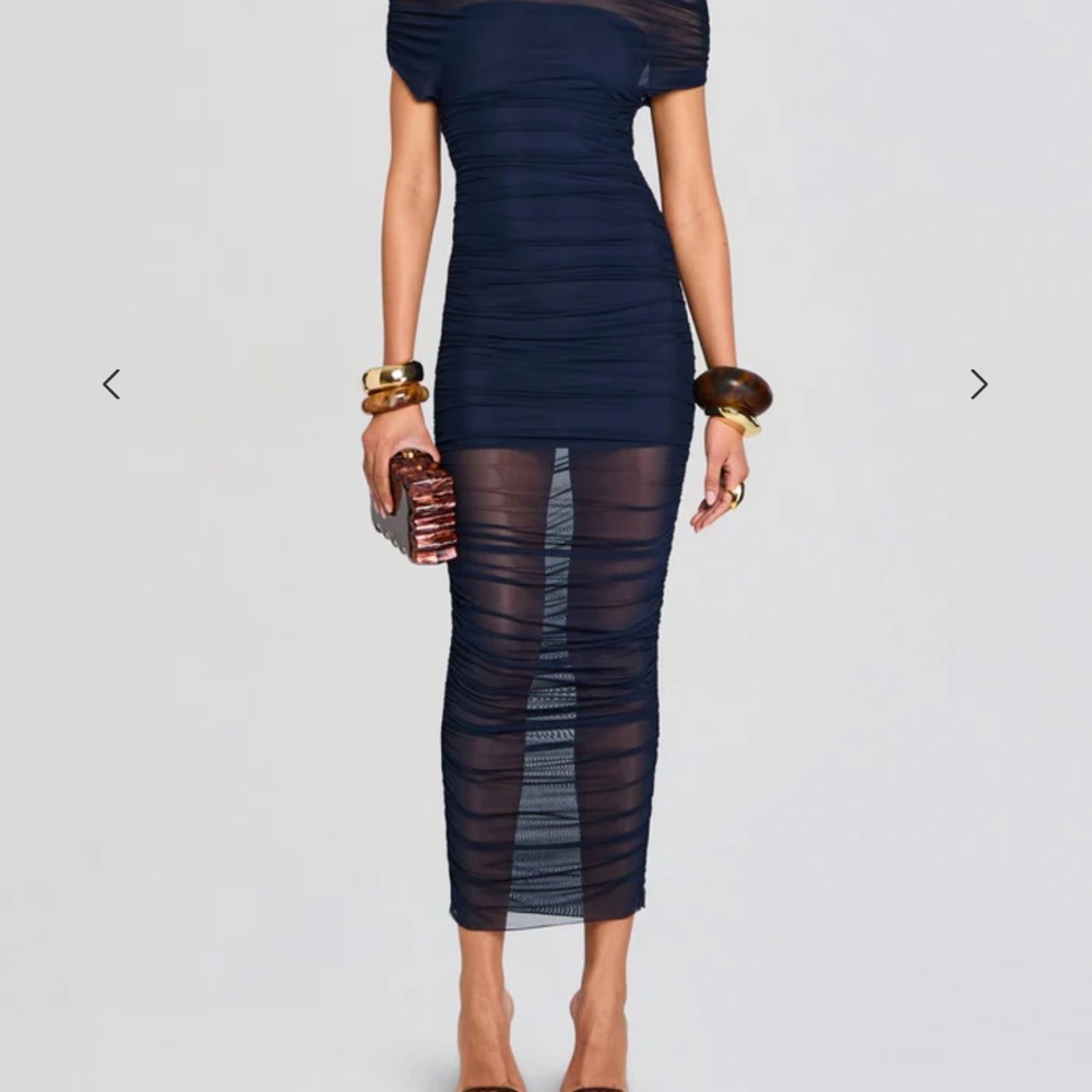 Elegant Navy Sheer Dress